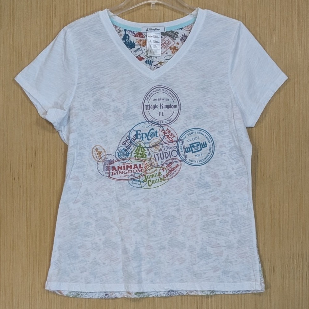 Disney Parks White T Shirt Magic Kingdom Epcot‎ Hollywood Studios Women's XL